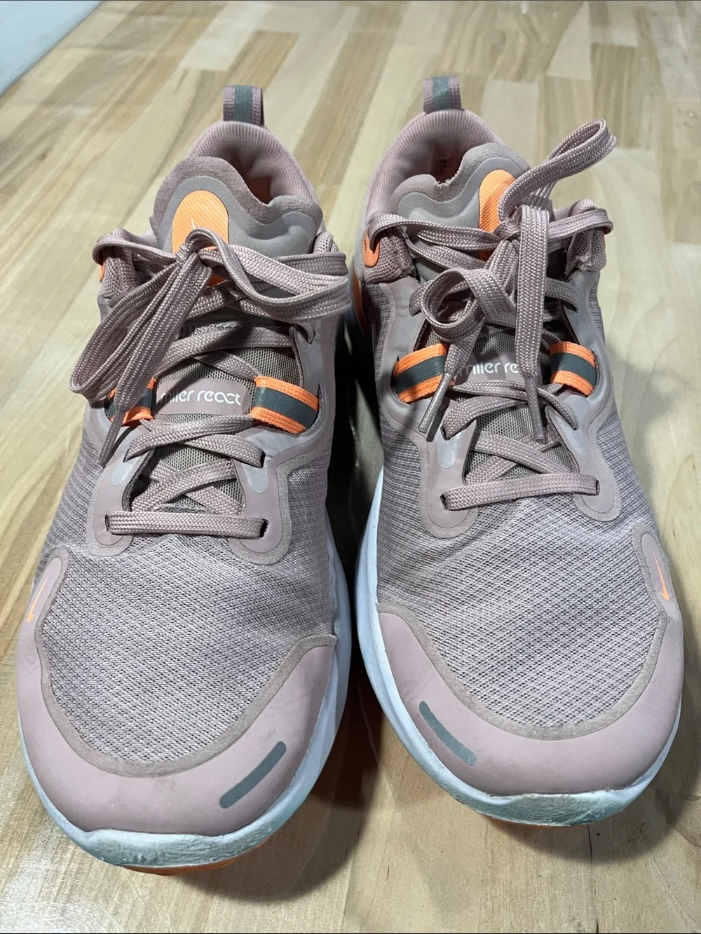 Nike Pink Peach and Orange Running Sneakers react miler women’s 11 dusty pink